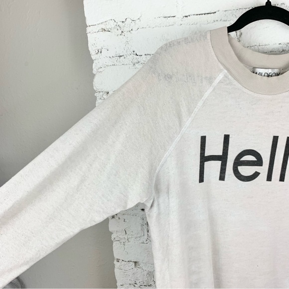 Wildfox Hello Light Grey Terry Burnout Long Sleeve Sweatshirt Medium - Picture 4 of 8